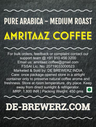 AMRITAAZ COFFEE - Pure Arabica Medium Roast Whole Coffee Beans- 450 gms