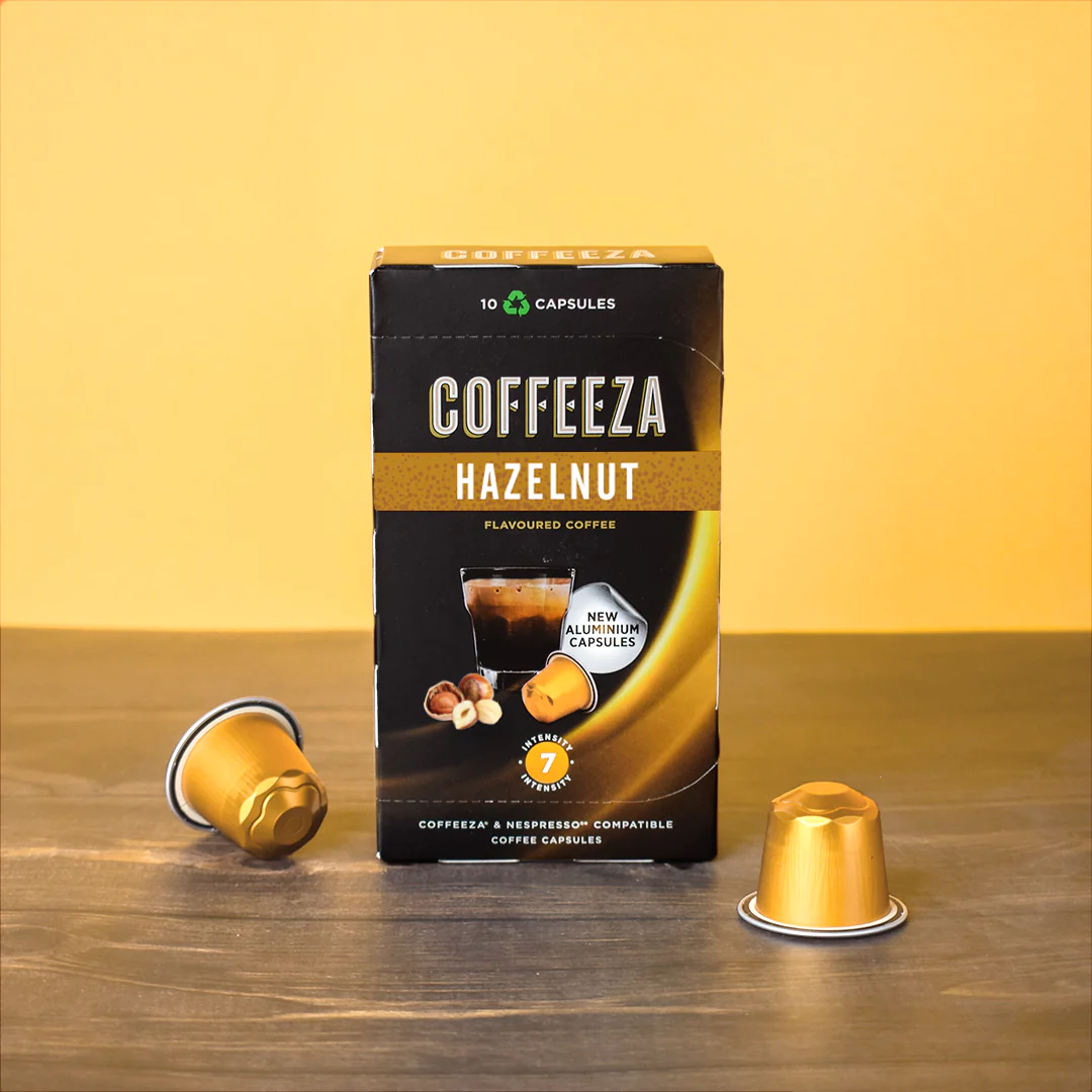 Coffeeza Hazelnut 100% Arabica Flavoured Aluminium Coffee Capsules